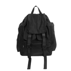 Solid Black Men's Backpacks Cool Streetwear Style Man Backpack Harajuku Large Capacity School Bags Waterproof Nylon Bags for Men