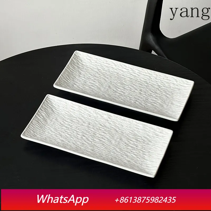CX rectangular stone pattern ceramic sushi plate household vegetable plate sashimi plate