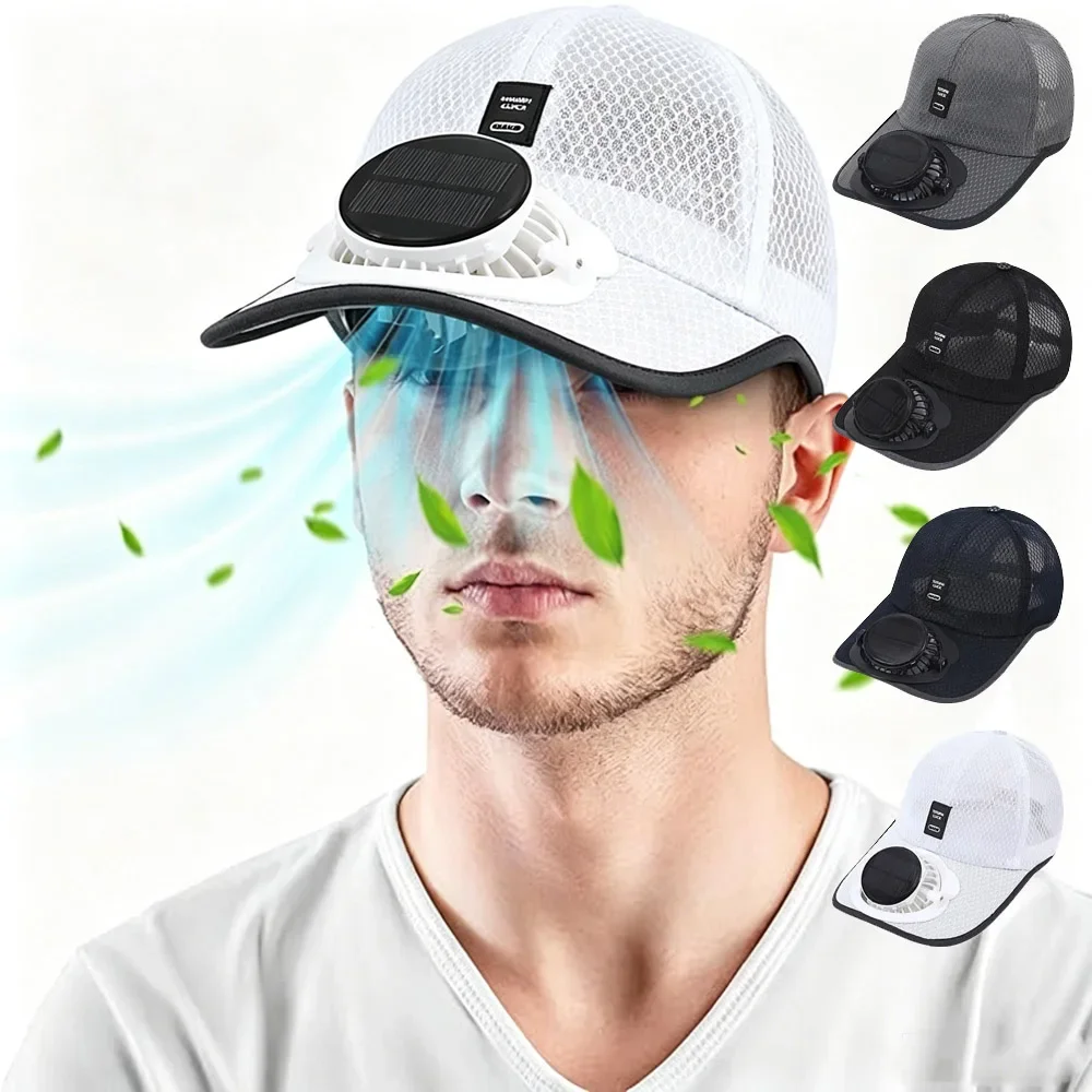 Solar Powered Fan Hat,USB Rechargeable Cooling Baseball Hat,Summer Sun Protection Hat for MenWomen Outdoor Fishing Camping Beach