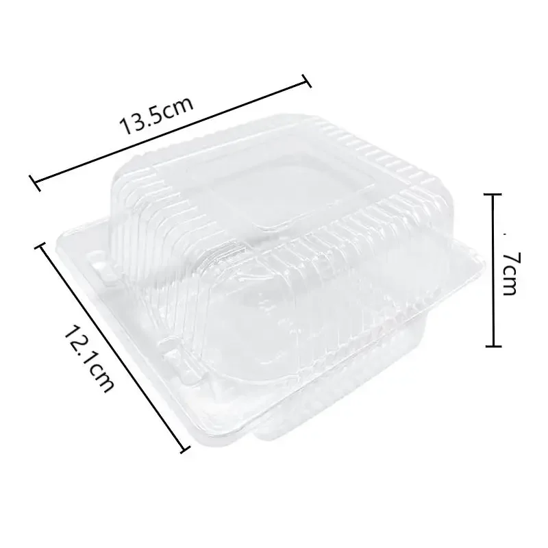 100pcs Transparent Food Packaging Box Disposable Plastic Boxes Fruit Cake Dessert Storage Container Take Out Box Party Favors