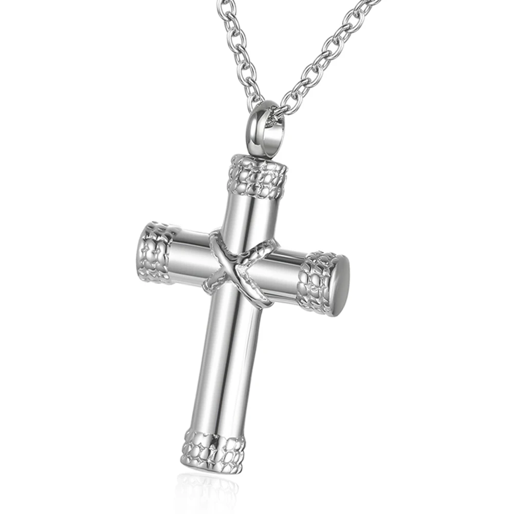 Cremation Jewelry for Ashes for Human Keepsake Stainless Steel Cross Memorial Pendant Cremation Urn Necklace for Human Ashes