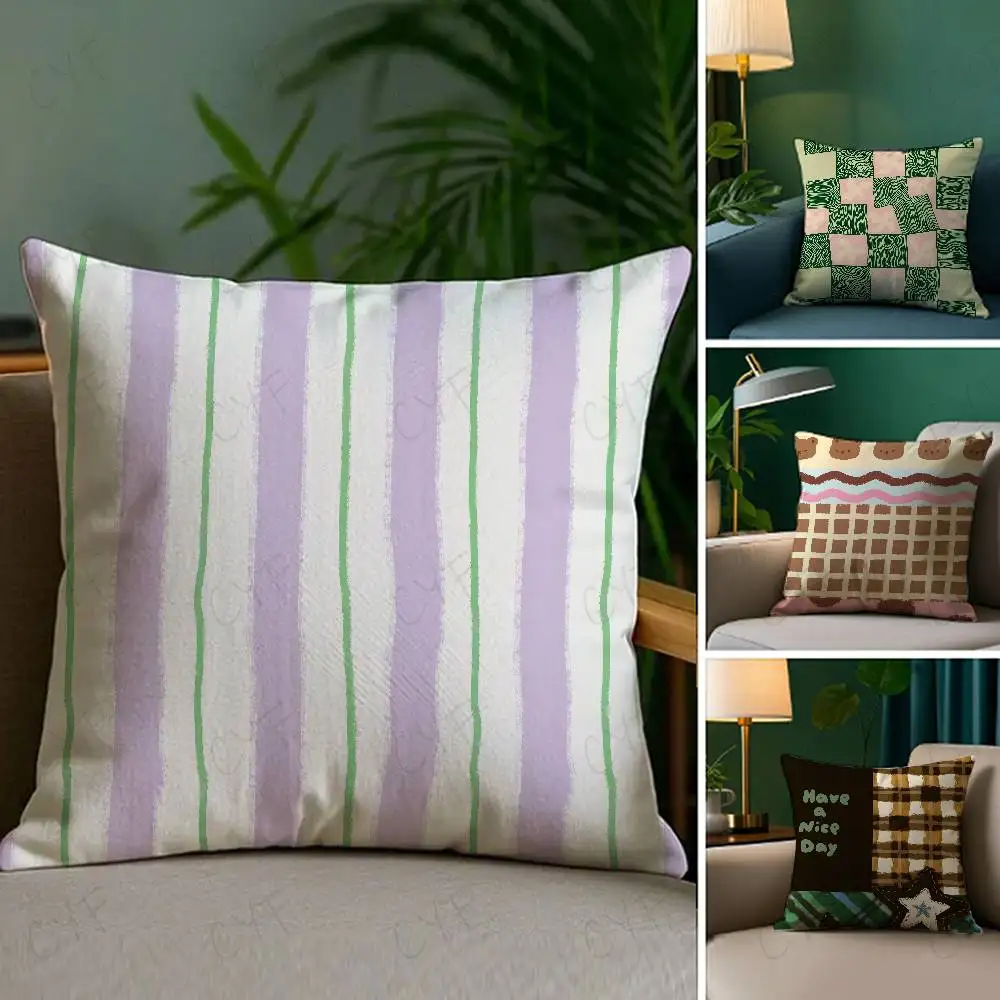 

ins style patchwork Pillow Case Custom Printed Brushed Fleece Pillow, Baby Skin-Touch, Eco-Friendly Dye-Sublimation Cushion for