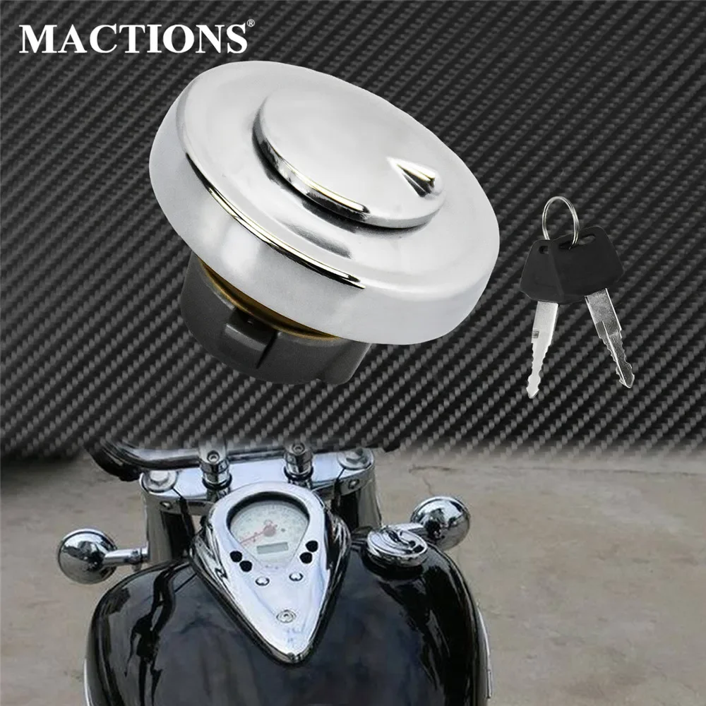 Motorcycle Front Fuel Gas Tank Cap Cover Lock W/ Keys Chrome For Yamaha XV1600 Road Star XVZ1300 Royal Star DragStar 650 XVS250