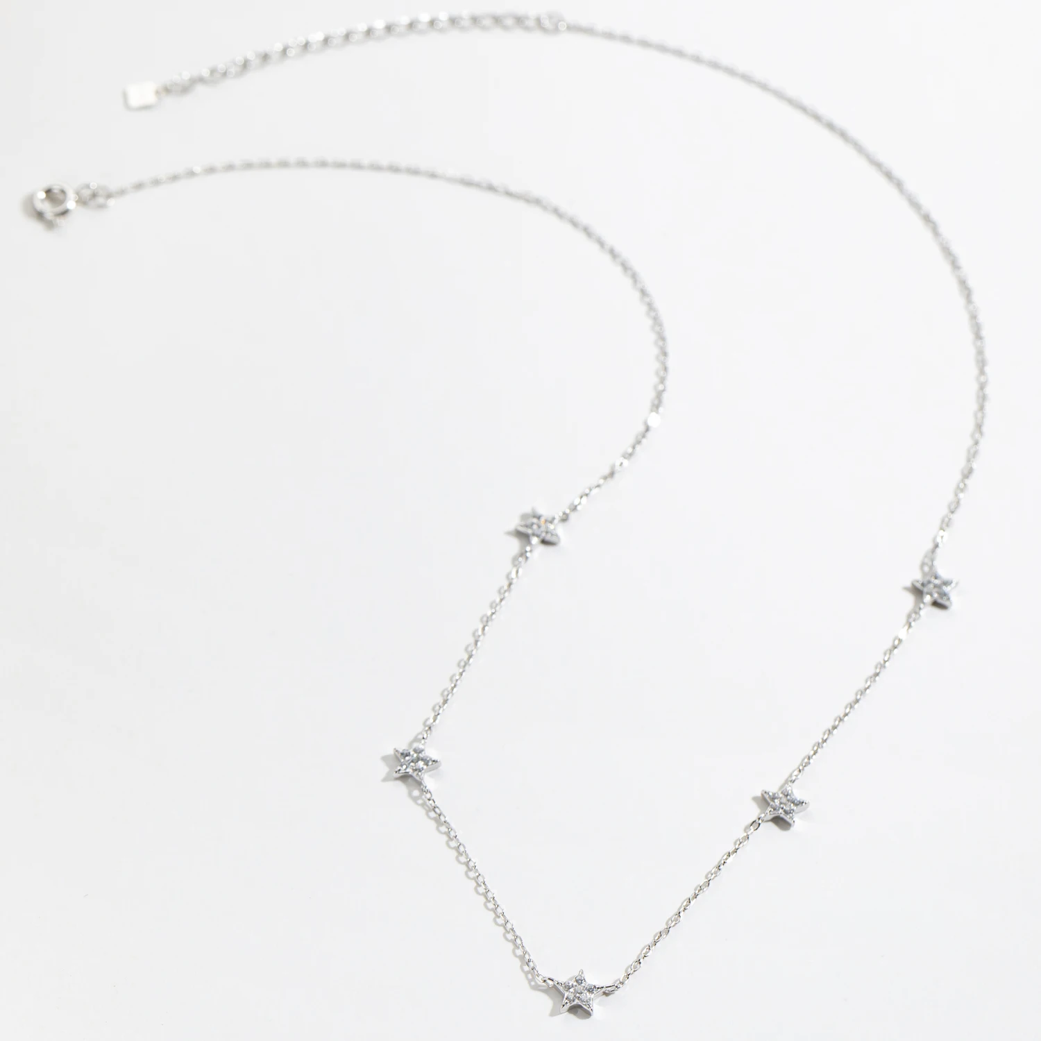 VEWANT 925 Sterling Silver Star CZ Ziron Pave Charm Beads Naszyjnik Długi łańcuszek Ślubna biżuteria Prezent — zdjęcie 4