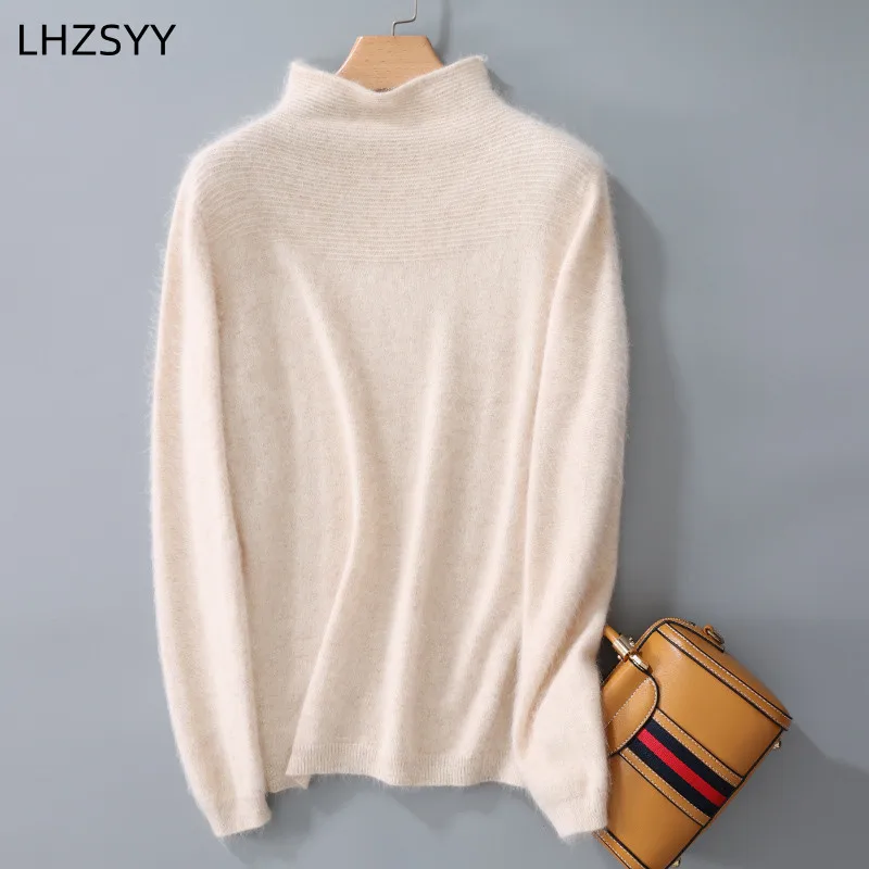 2022 Autumn New 100% Mink Cashmere Sweater Women\'s Tops Solid Knit Sweater Fashion Pullover Loose Bottoming Shirt Female Jacket