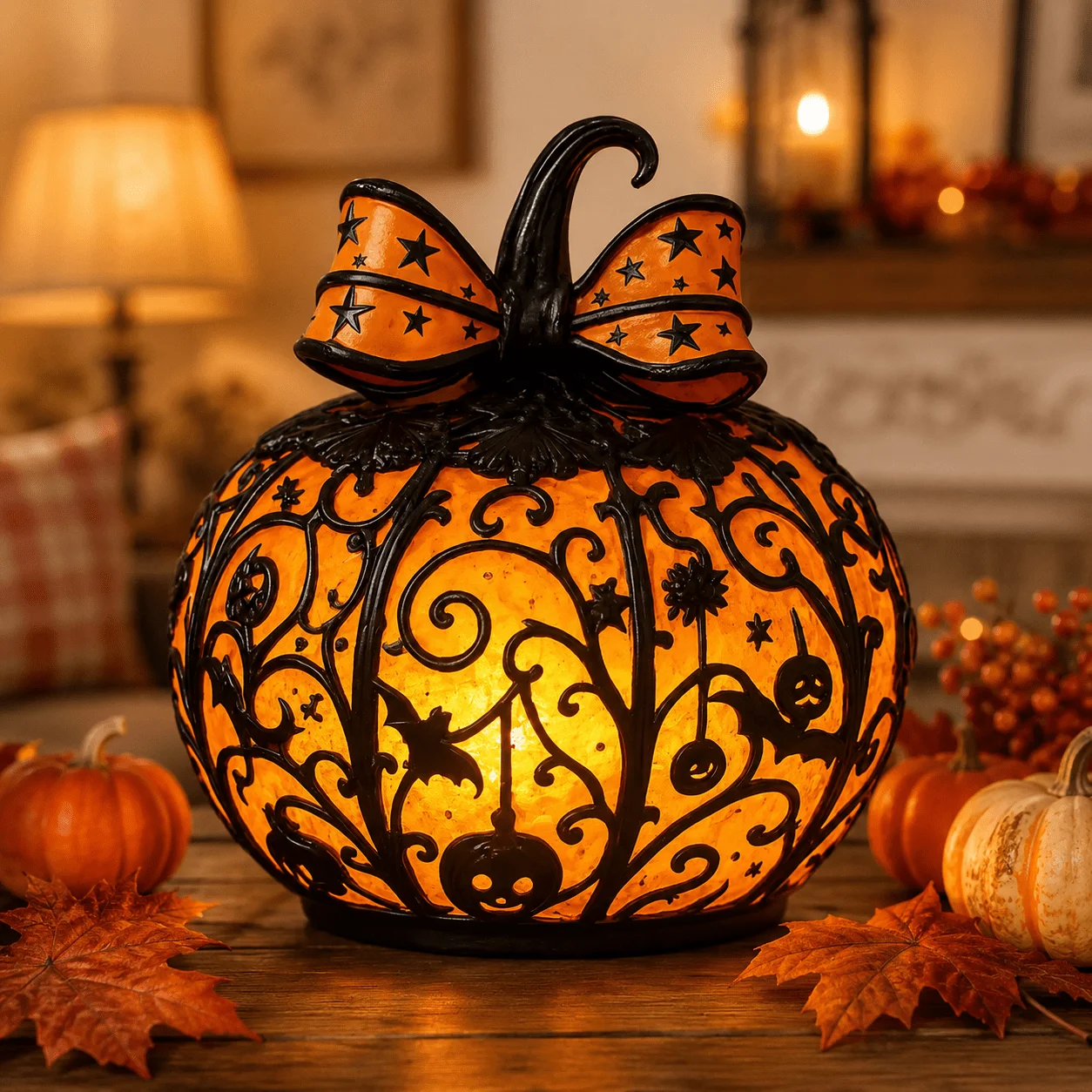 New Halloween Pumpkin Butterfly Lantern Resin Handicraft Display Piece For Halloween Parties Housewarmings Or A Photography Prop