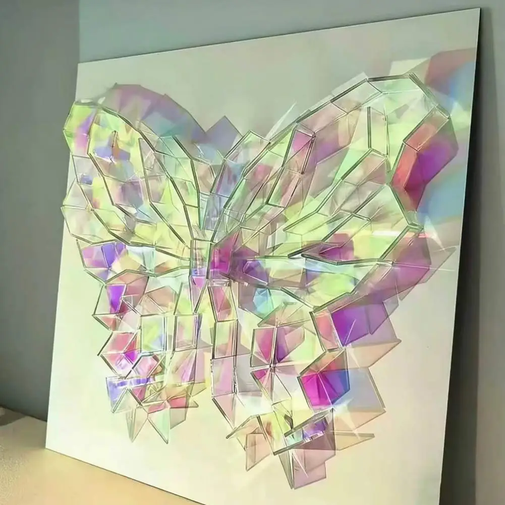 300/500Pcs Mini Iridescent Acrylic Squares Translucent Holographic Tiles Rainbow Acrylic Sheets Double Sided Holographic Squares