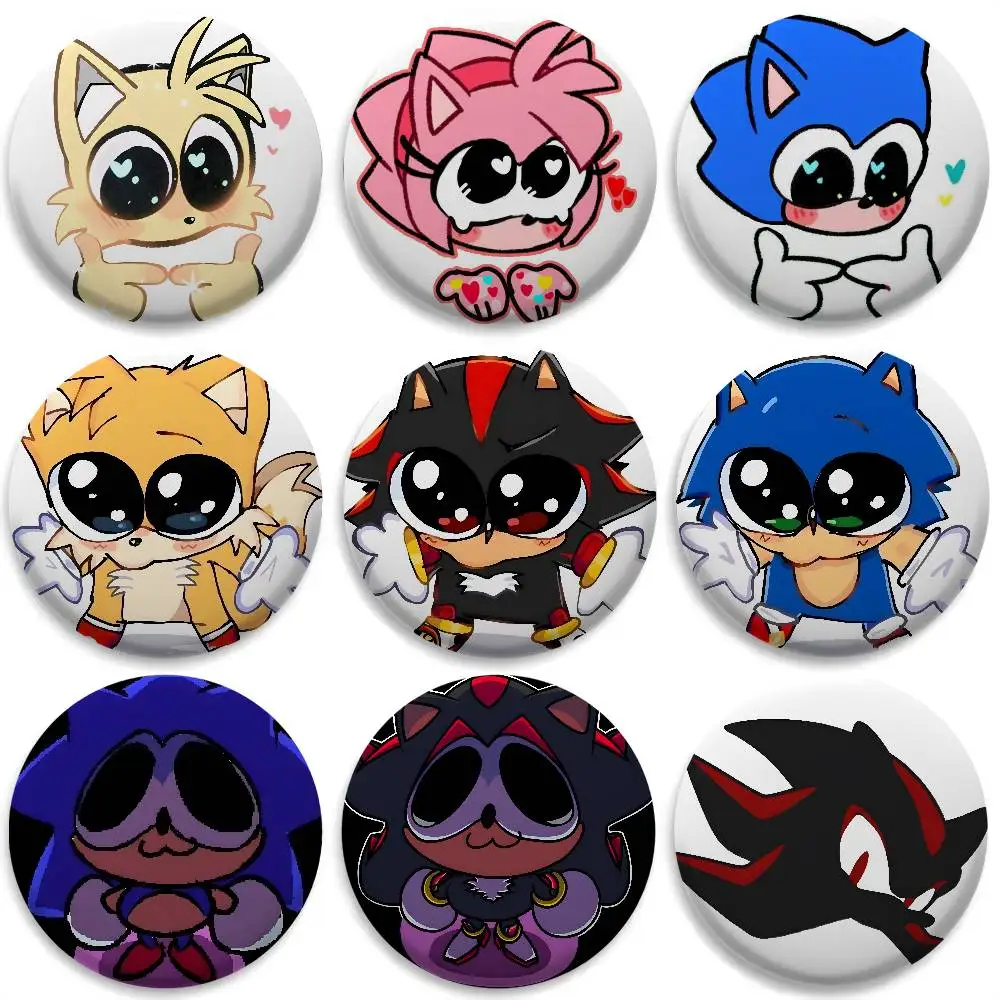 

Sonic The Hedgehog Anime Badges Round Exquisite Badge Brooches Creative Pins For Clothes Hat Backpack Gift Accessories