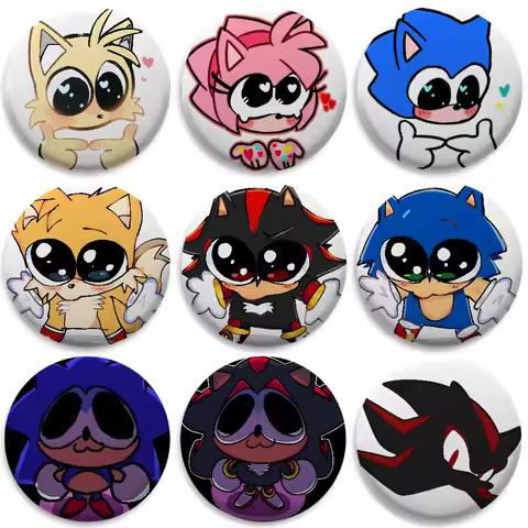 Sonic The Hedgehog Anime Badges Round Exquisite Badge Brooches Creative Pins For Clothes Hat Backpack Gift Accessories