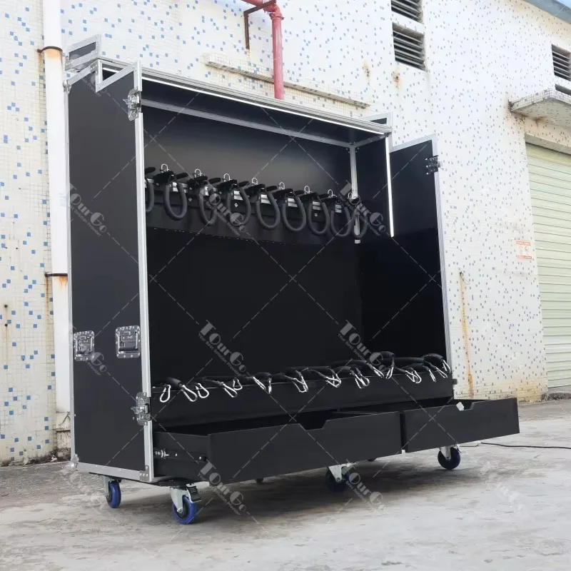 Customization 10 Spaces Multiple Music Instrument Guitar Vault Flight Case with Wheels