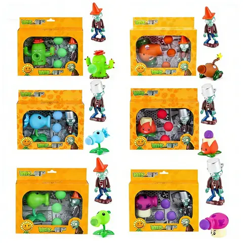 Plants vs Zombies 2 Cactus Peashooter Coconut Cannon A.K.E.E Toy Set 6 Style Game Figures Soft Silicone Zombie Birthday Gift Boy