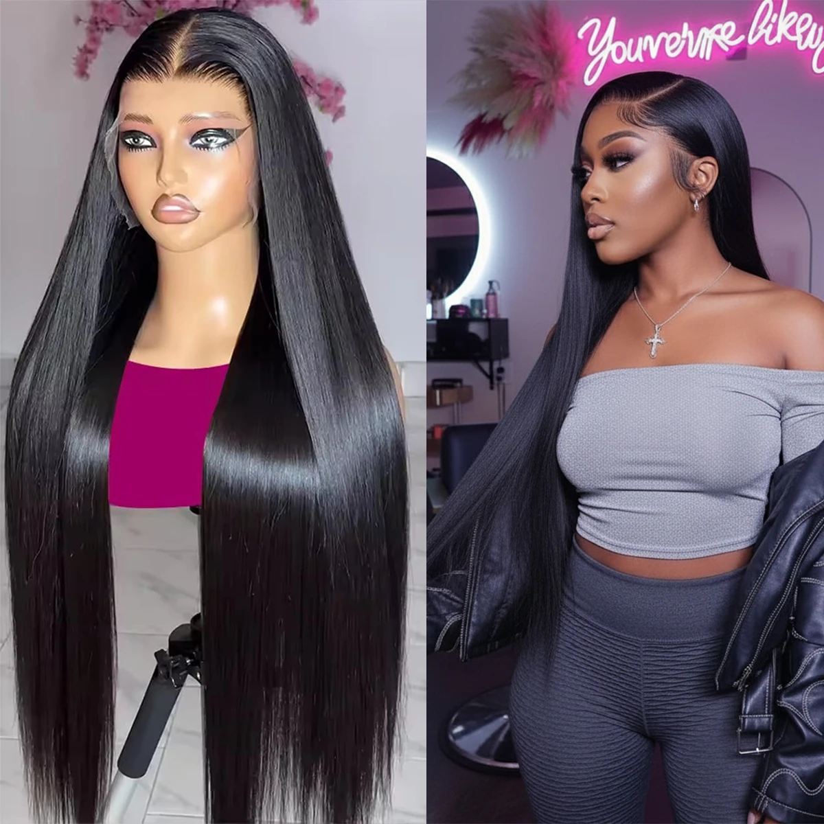 

30 40 дюймов 13x6 HD Кружевной фронтальный парик Прямые человеческие волосы Предварительно выщипанные 13x4 Кружева спереди Бразильские волосы Парик натурального цвета для женщин