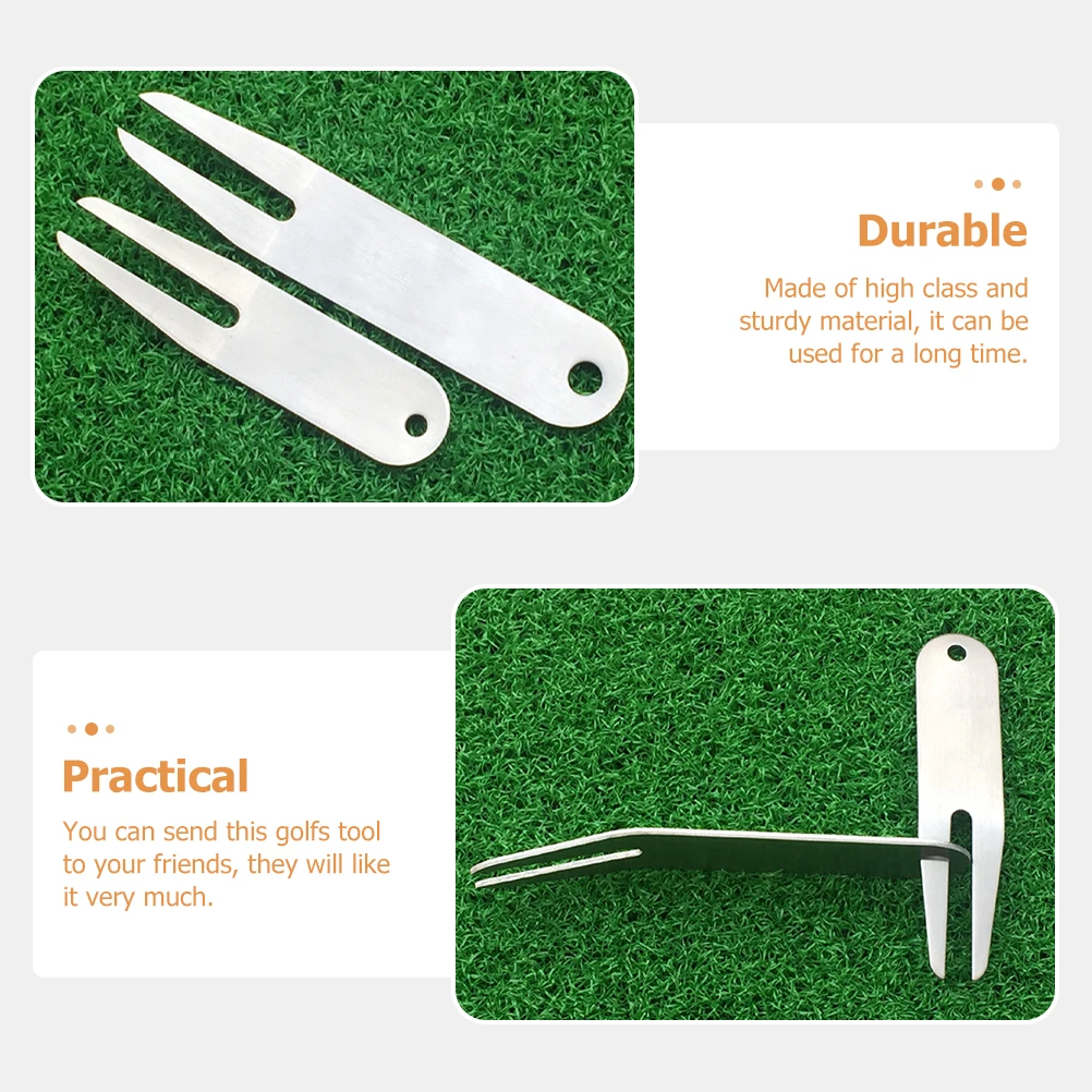 

2pcs Golf Repair Turf Fork Divot Tools Portable Stainless Steel forks 304 Material Golfs Accessories Metal Silver Easy