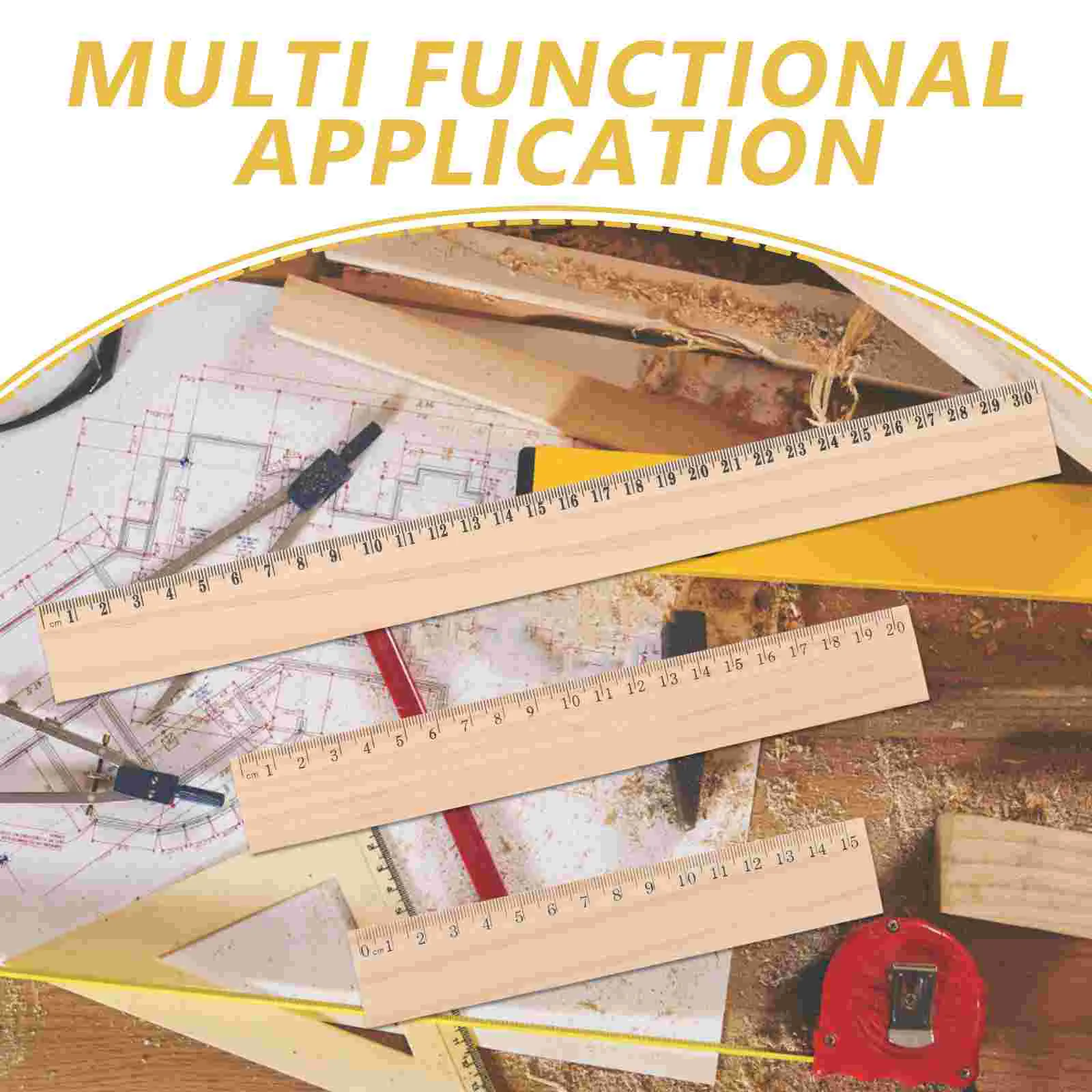 9 Pcs Wooden Ruler Straight Rulers Bulk Edges Architect Scale for Drawing Office Measuring