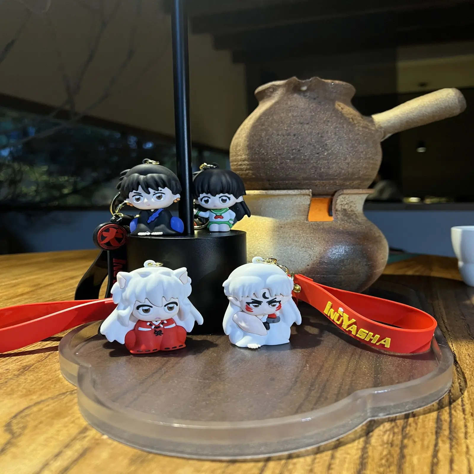 

Inuyasha Anime Character Keychain Sesshomaru Couple Style Backpack Charm Cute Cartoon Doll Key Ring Small Gift Accessory