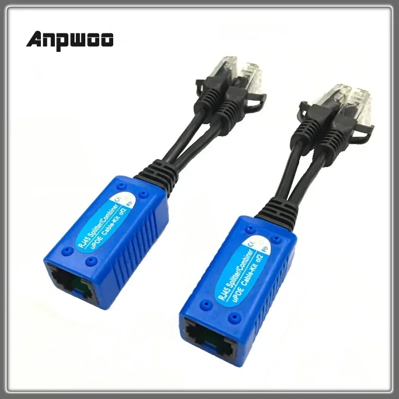 anpwoo poe cabo adaptador conectores de alimentacao passiva adaptador ethernet rj45 splitter combo upoe01 01