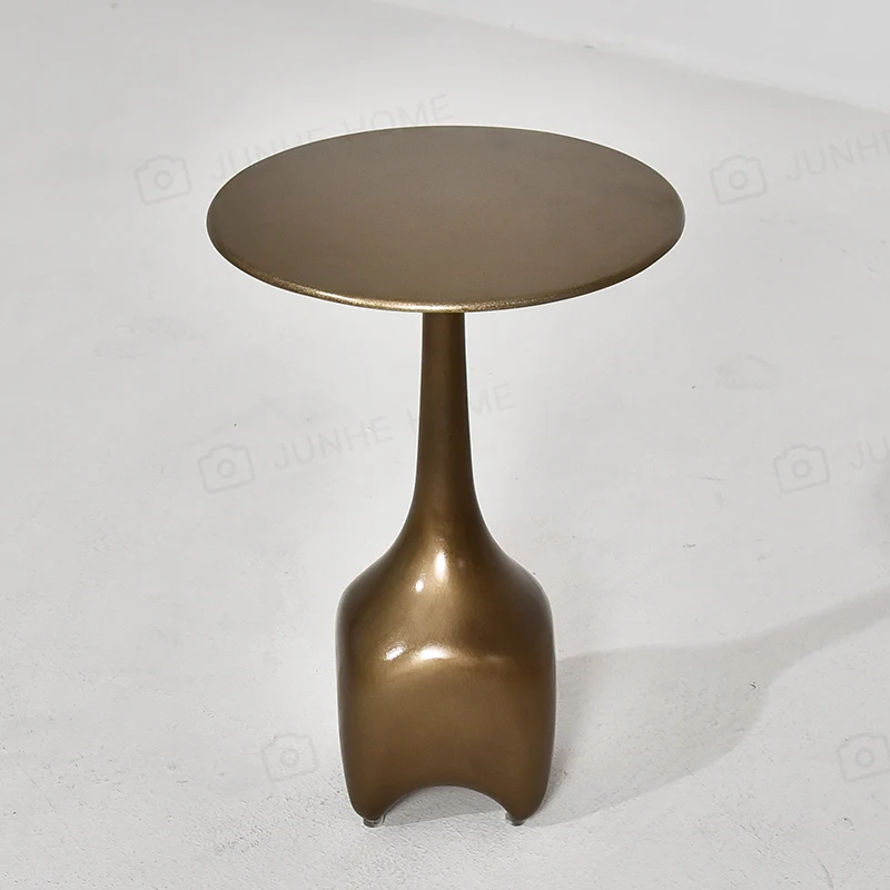 Bronze round small coffee table, modern light luxury designer home corner table, coffee table