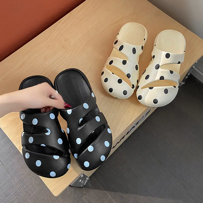 Women's Summer EVA Polka Dot Soft Sole Slippers Anti-slip Outdoor Quick-dry Water Slippers Travel Daily Seaside Commuter Sandals