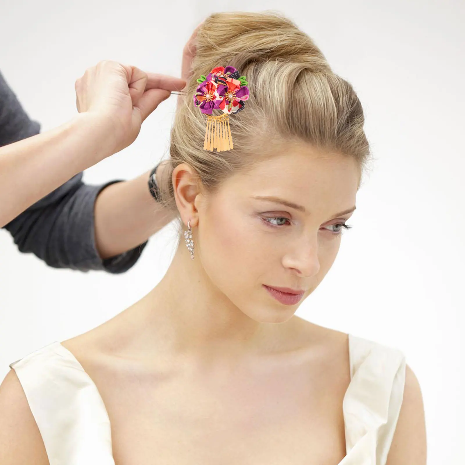

Japanese Style Flower Hair Clips Elegant Accessories for Hanfu Kimono Photography Travel Party Wedding Performance Festivals