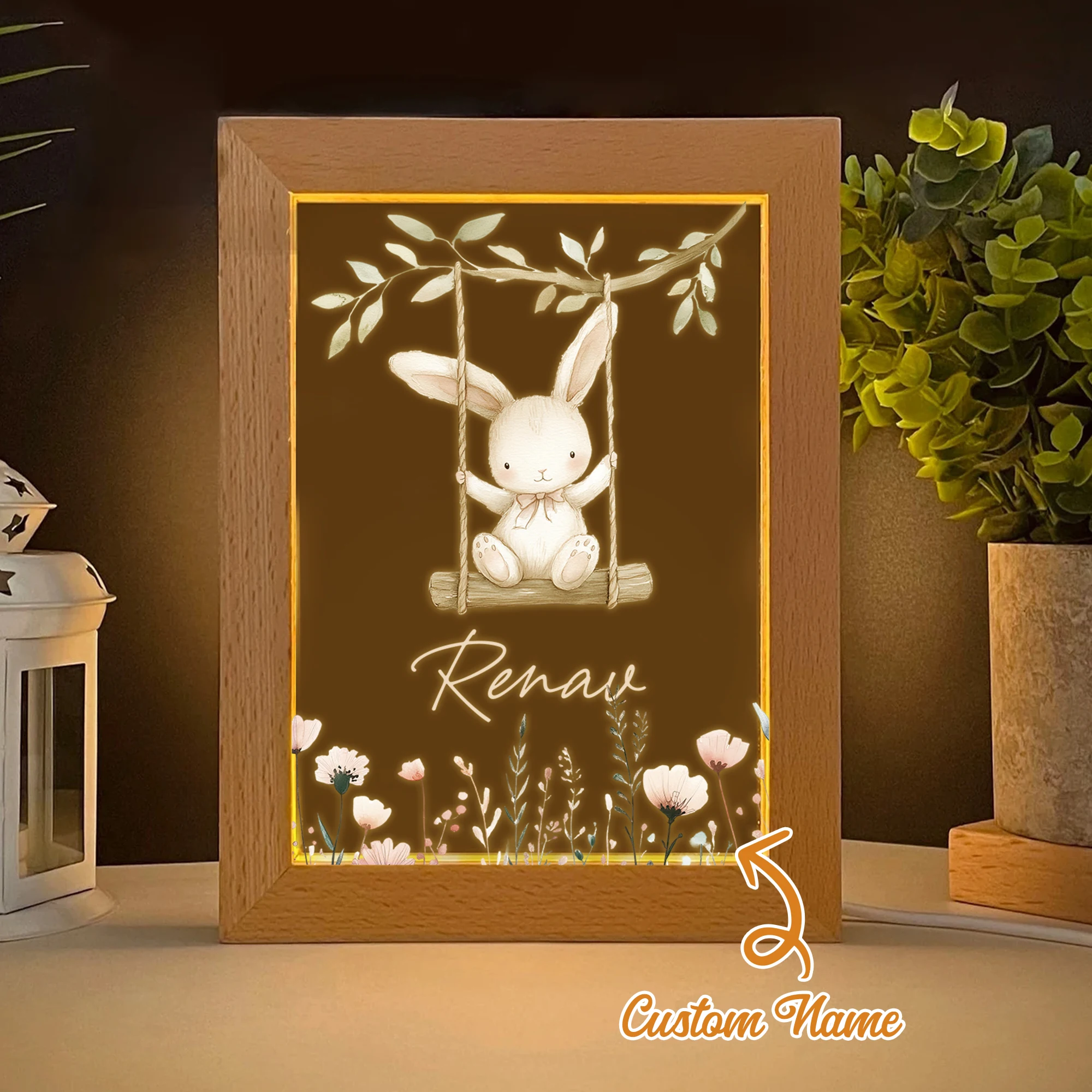 

Rabbit Swing LED Night View Photo Frame Personalized Gift Family Living Room Bedroom Dining Room Home Decor