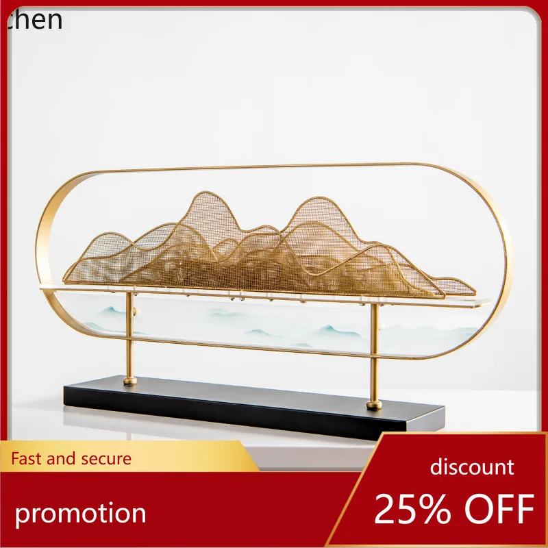 HT New Chinese Style Iron Art Rockery Model Room Study Entrance Cabinet Ornament Hotel Office Desk High-end Soft Decoration