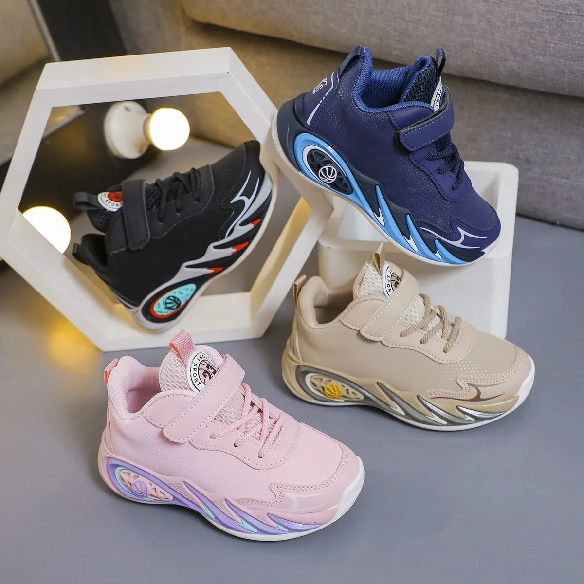 

Баскетбольная обувь для детей, кроссовки, новые брендовые кроссовки для мальчиков и девочек, нескользящая детская спортивная обувь на толстой подошве, детские кроссовки для мальчиков