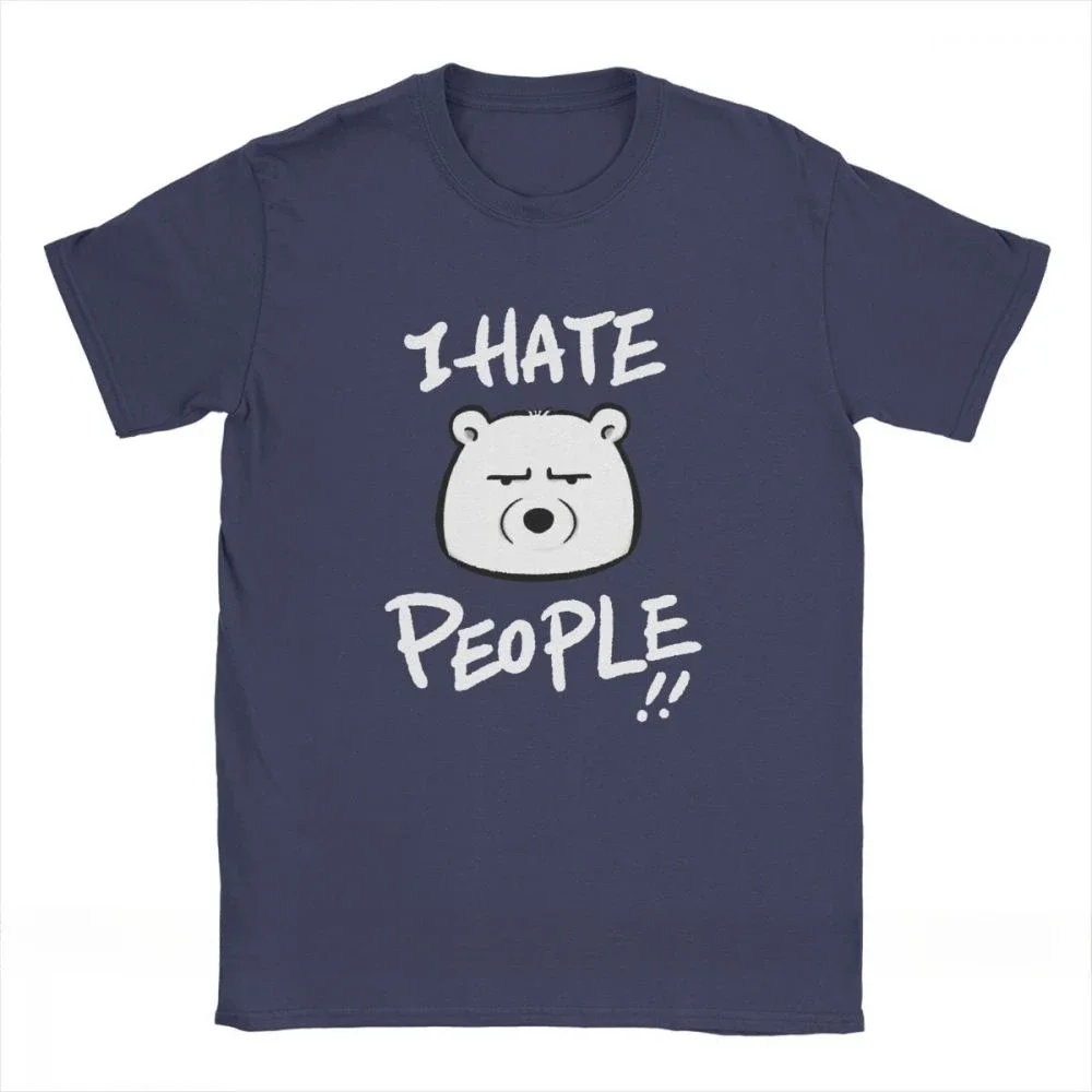 I Hate People Men T Shirts Polar Bear I Eat People Solitary Autism Casual Cotton Short Sleeve Tees Round Neck T-Shirt Clothes