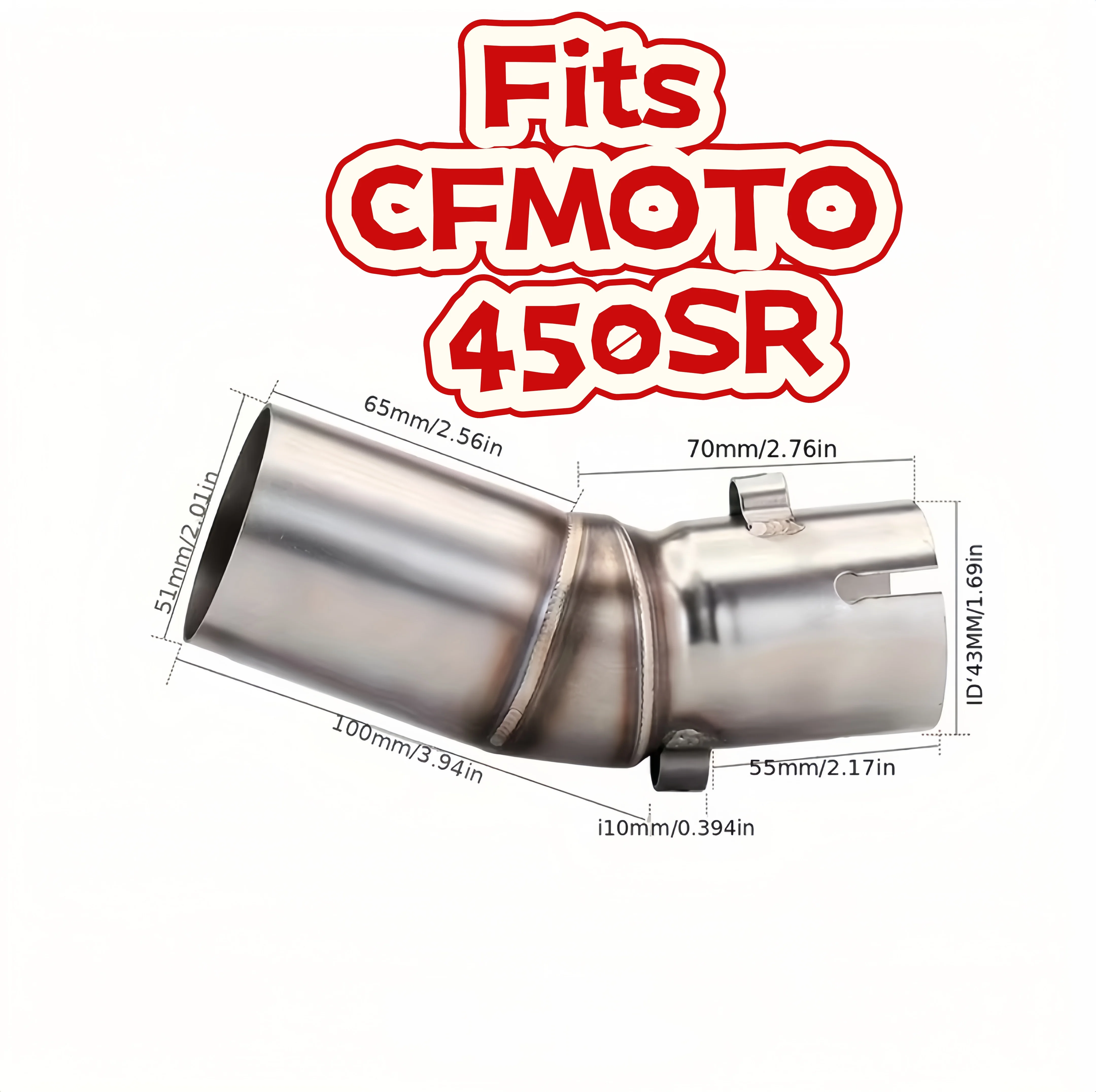 51mm Titanium Alloy Motorcycle Exhaust Mid Link Pipe Elbow Connect Tube Universal Modified Exhaust Adapter Pipe With