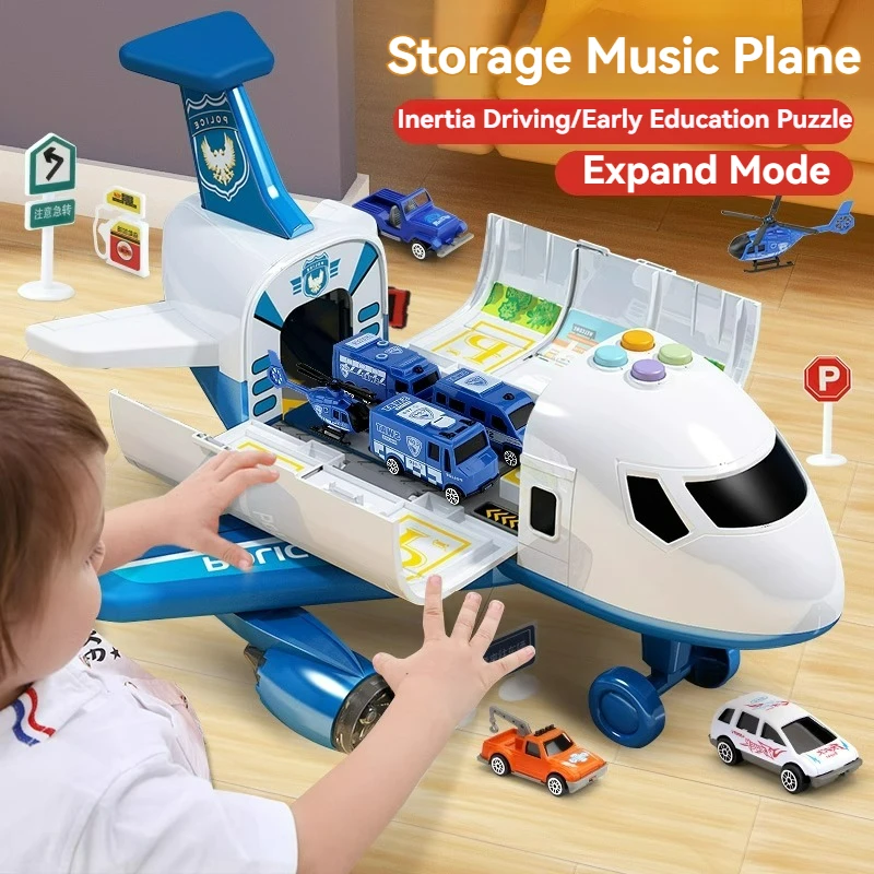 Nuove auto di grandi dimensioni Storia musicale Simulazione Pista Aereo da inerzia Bambini Aereo da passeggeri Modello di aeroplano giocattolo Regali di aeroplani per bambini