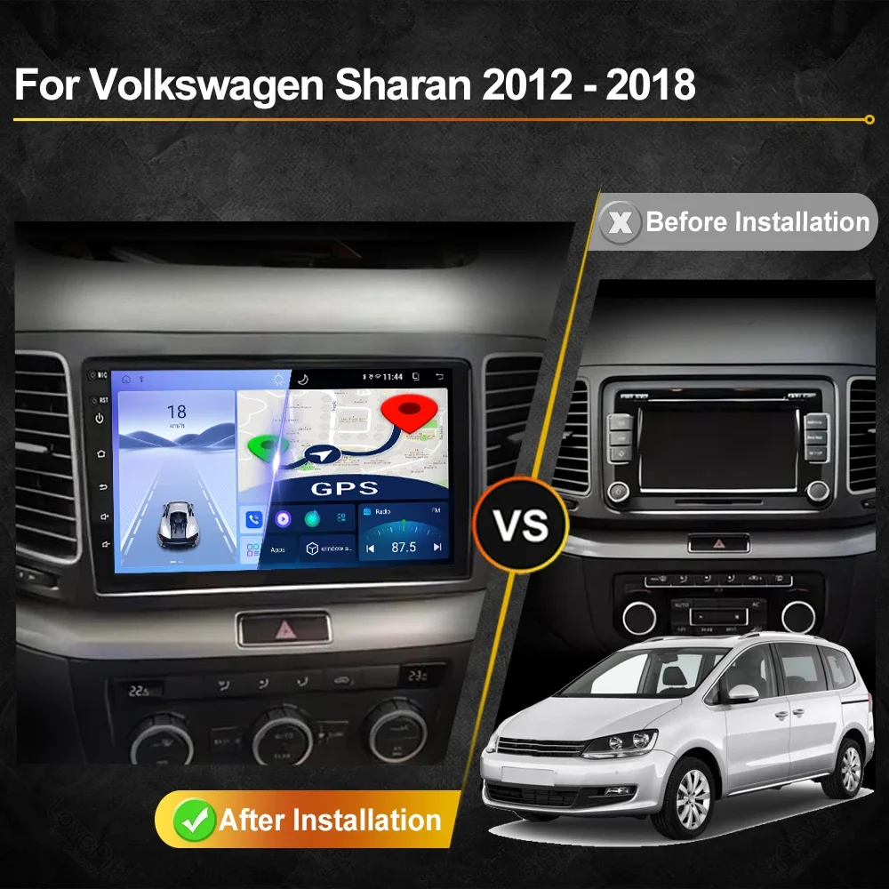 For VW Volkswagen Sharan 2012 - 2018 Car Radio Android Automotive Multimedia Player GPS Navigation Carplay Screen Auto Stereo BT