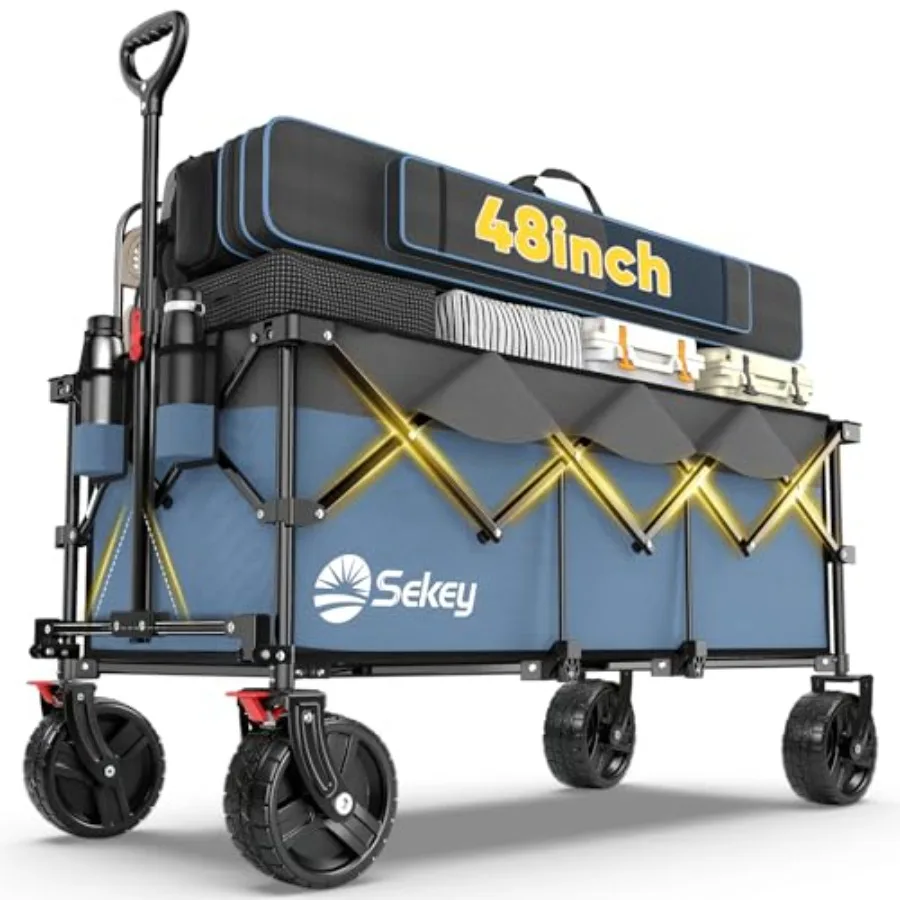 

Складная тележка-вагончик 48''L с грузоподъемностью 660 фунтов (300 л), сверхпрочная, для сада и хозяйственных нужд, с большими всепогодными колесами