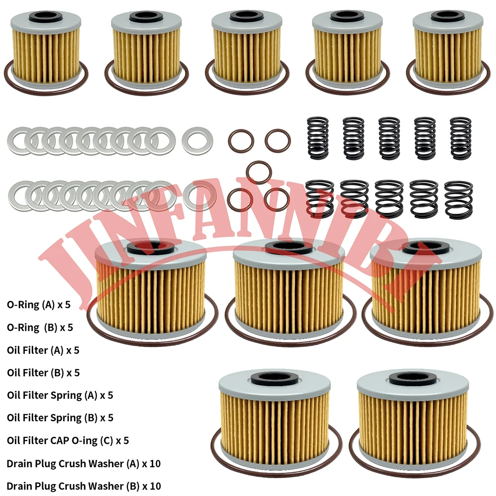 

Комплект из 5 упаковок для замены масляного фильтра и набор уплотнительных колец для Honda Talon 1000R # 15412-MGS-D21