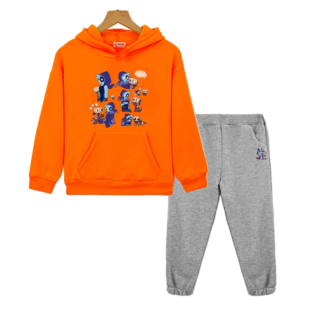 Dandys World anime hoodie Fleece sweatshirt Cartoon jacket 2pcs pullover+Pant boy girls Sports Hooded Sets kids boutique clothes