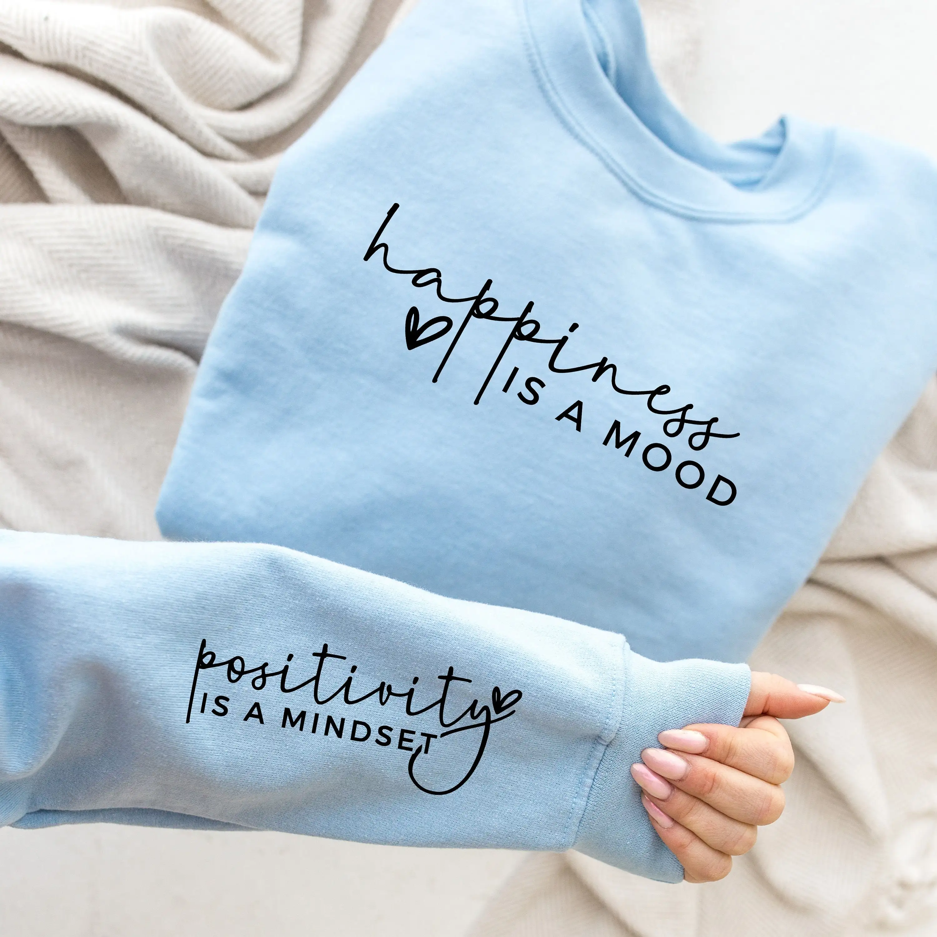 Happiness Is A Mood Positivity Is A Mindset Slogan Women Sweatshirt New Individuality Outdoor Comfort All-match Female Sweater