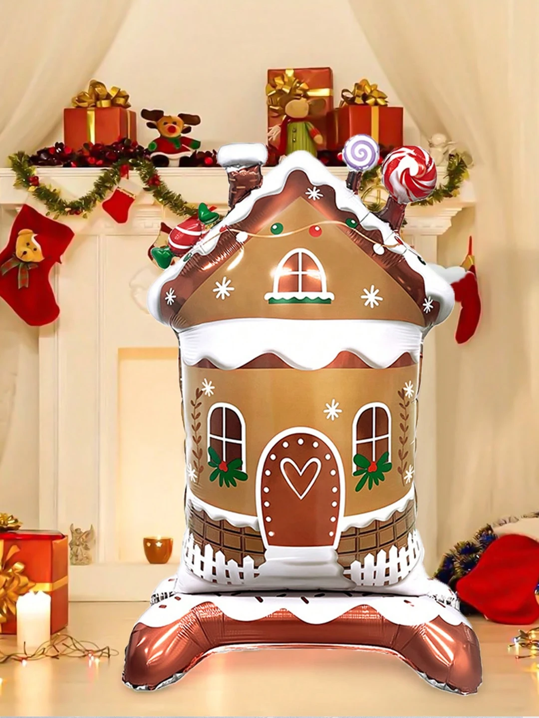 1pc Large Gingerbread House Foil Balloon, Christmas Party Decoration Balloon, Holiday Party, Gift Balloon Decoration