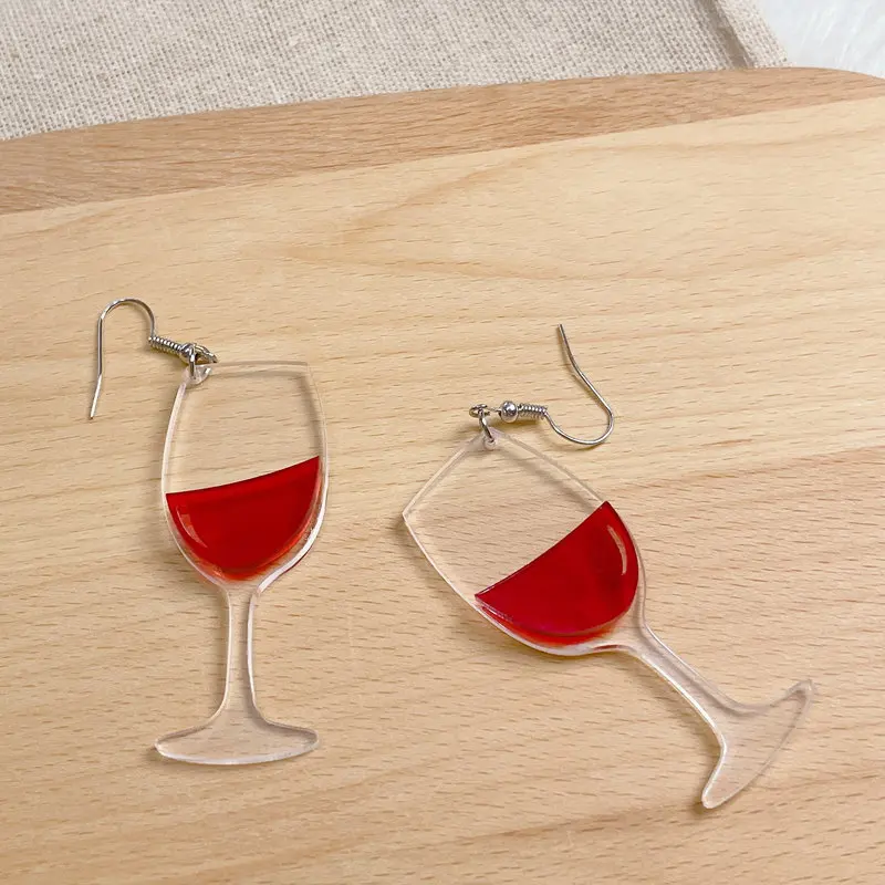 Creative Wine Glasses Earrings for Women Girls Vampire Cup Bloody Funny Acrylic Earrings Statement Y2k Jewelry Accessories Gifts