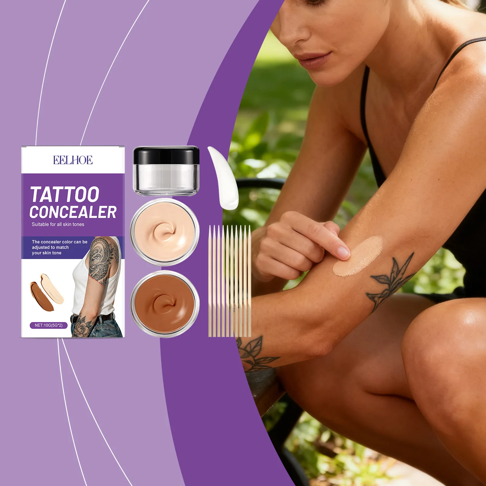 مجموعة كونسيلر للوشم، غطاء مكياج وشم للجسم محمول يوميًا بلونين #1