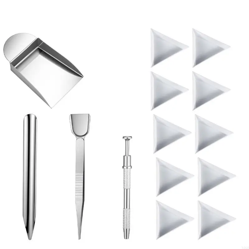 Small Component Handling Set with Pointed Gripping Ends, Spatula-Shaped Forms and Smooth Steel Exteriors for Jewelry Making Y5GB