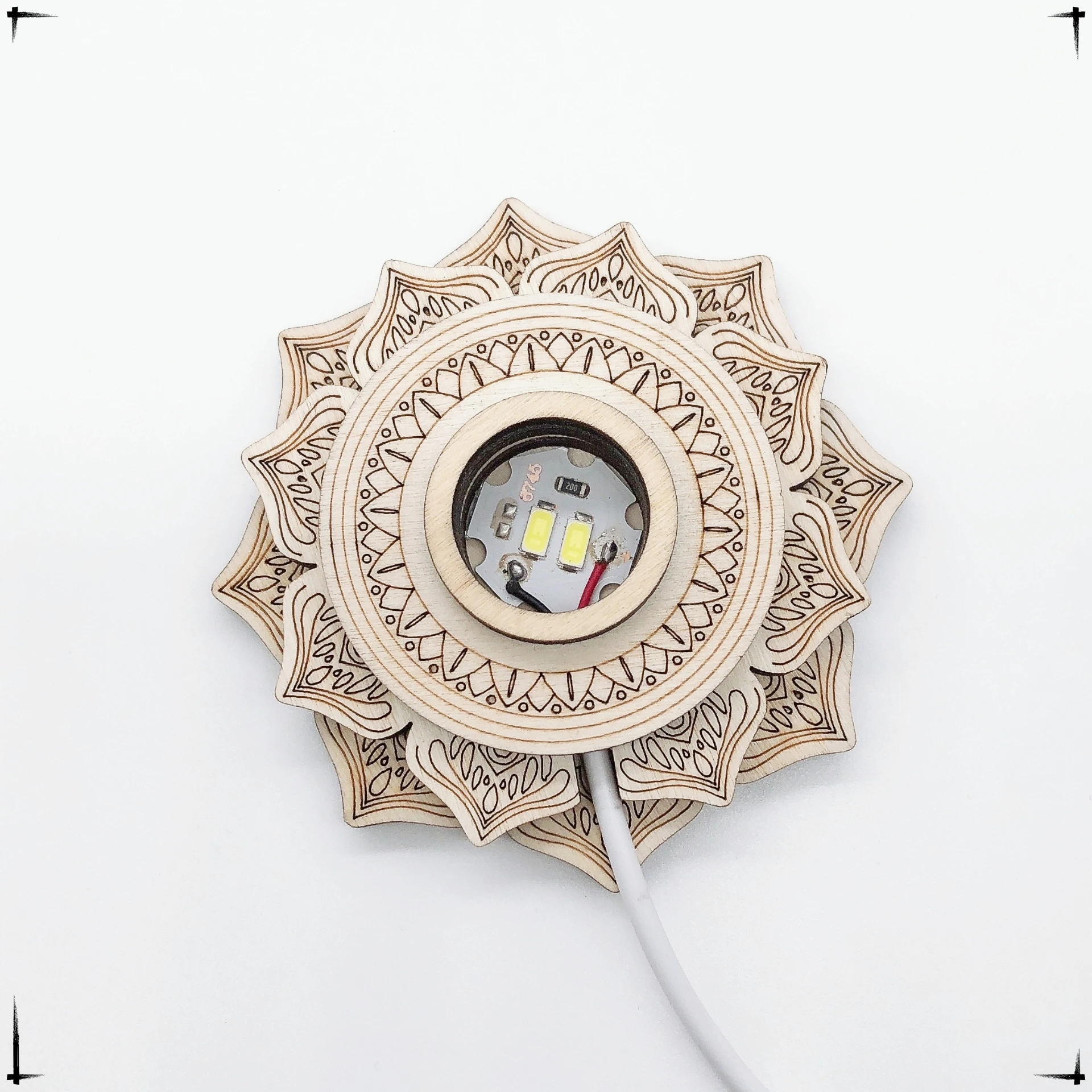 LED 3D Night Light Lotus Tower Shape Wooden Bracket Crystal Sphere Stand Crystal Ball Base Sphere Holder Ornaments Home Decor