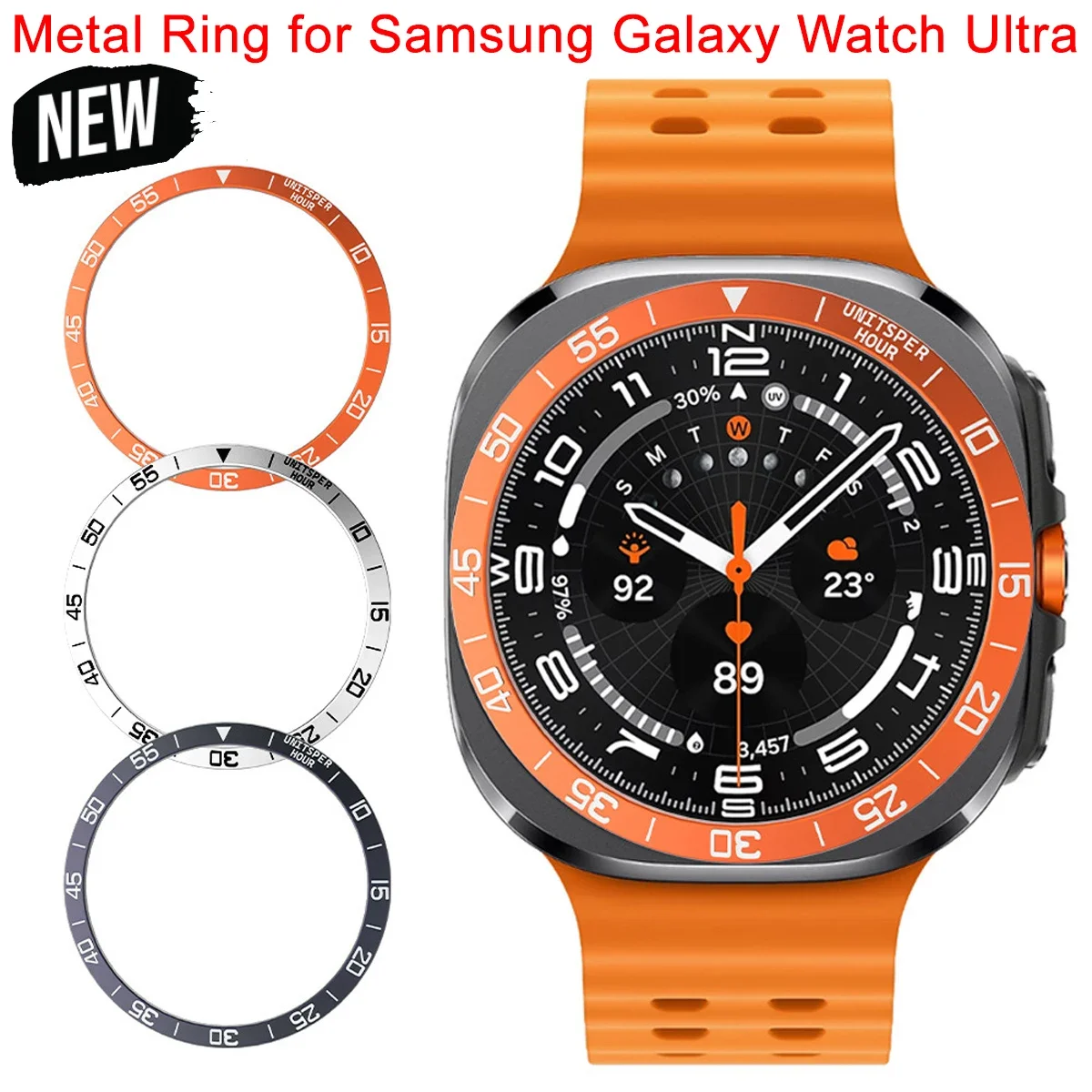 Metal Ring for Samsung Galaxy Watch Ultra 47mm Protecive Bumper Rings for Samsung Watch 47mm Stainless Steel Bezel Accessories