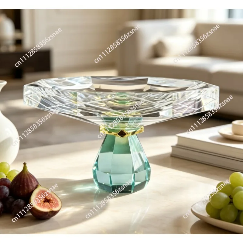 High-value fruit plate High-end French blue crystal restaurant Bar snack candy plate Living room coffee table ornament