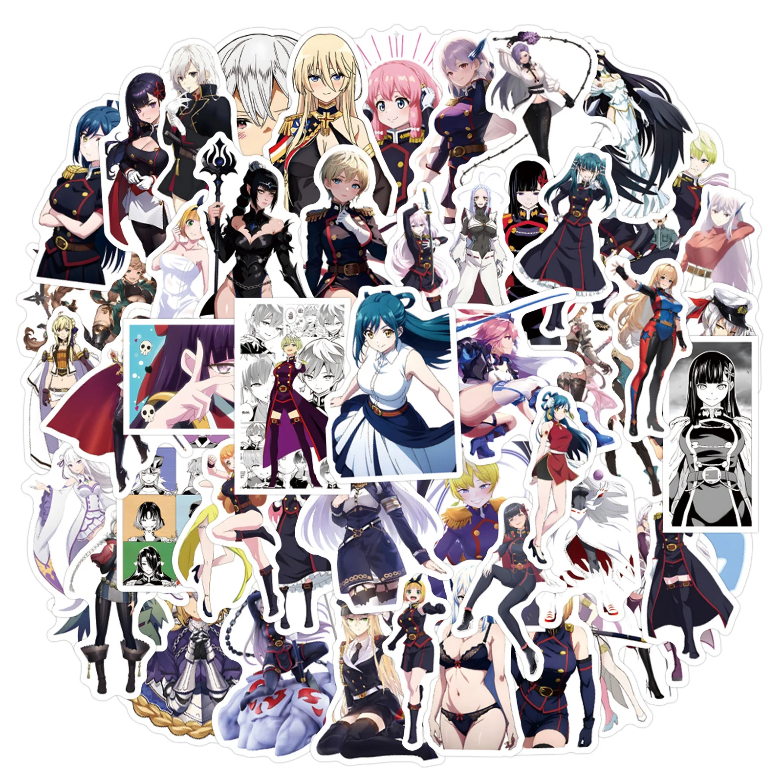 10/55PCS Chained Soldier Cartoon Stickers Cute Girl Sticker Waterproof Kids Toy Laptop Phone Guitar Cup Car Bike Anime Graffiti