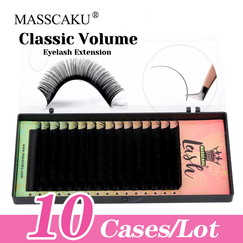 

16 Lines 10cases/lot MASSCAKU Multi-texture Classic Regular Lash 0.05/0.07/0.10/0.15mm Thickness Volume Eyelashes Makeup Tools