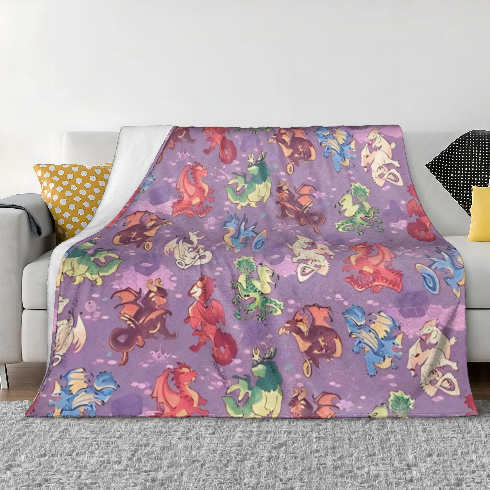 Wings Of Fire Chromatic Dragons Flannel Throw Blankets Cartoon Sky Ice Seawings Blanket Travel Super Warm Bed Rug Piece Portable