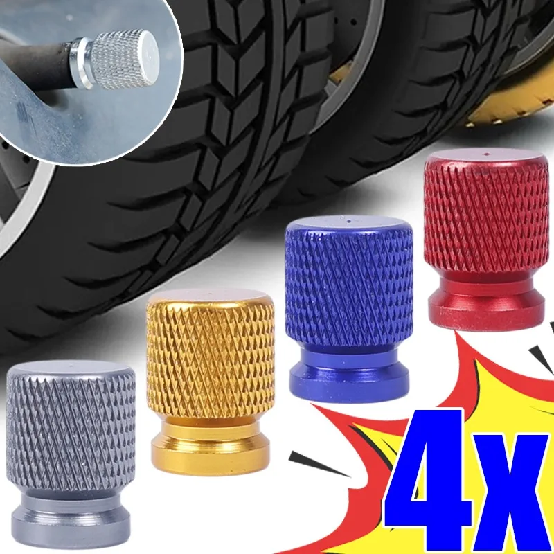 

4/2Pcs Car Tire Valve Stems Cap Knurling Style Tire Valve Cap Aluminum Tire Wheel Stem Air Valve Cap Car Universal Accessories