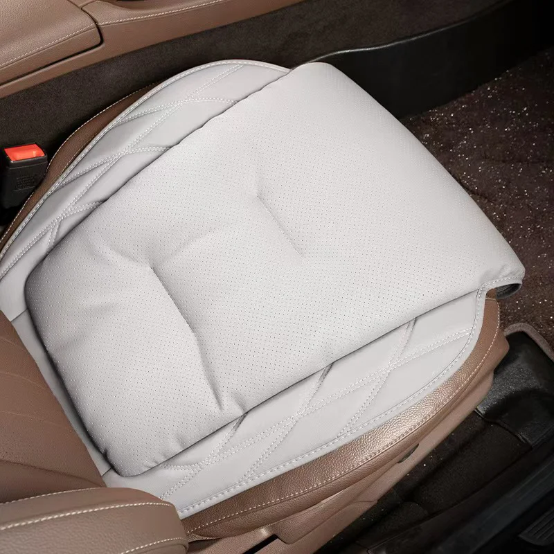 New Car Seat Cushion Driver's Seat Universal Four Season Nappa Leather Seat Cushion Suitable For BMW Mercedes Benz AudiSeatCover