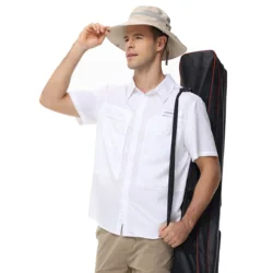Chemises de pêche à manches courtes pour hommes, chemise de randonnée cargo décontractée, chemises boutonnées respirantes, chemises d'extérieur pour hommes, Udissolvant 50 +