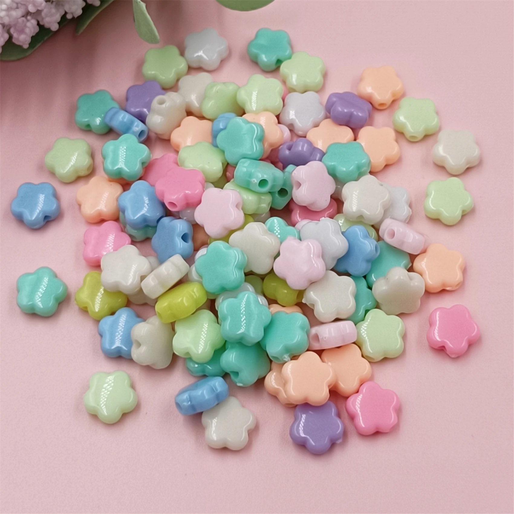 100pcs Creamy Macaron Color DIY Star/Flower Beads Handmade Materials Bracelet Necklace Jewelry Accessories