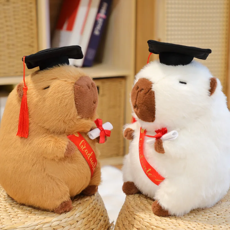 

New Creative Cartoon Capybara Plush Toys Kawaii Stuffed Animals Soft Doctoral Cap Capybaras Dolls Graduation Decor Student Gifts