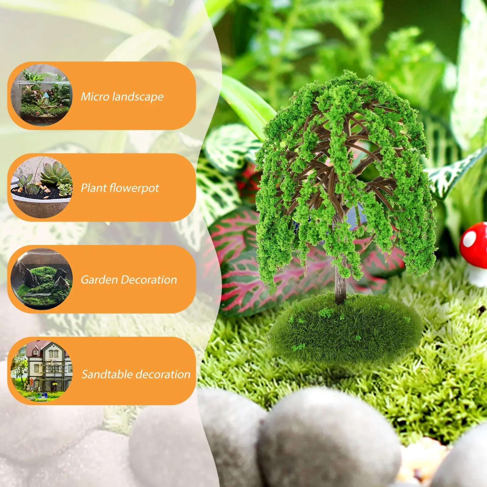 

2pcs Miniature Diorama Trees Artificial Street Tree For Sand Table Diy Train Scenery Landscape Decor Mini Landscape Tree